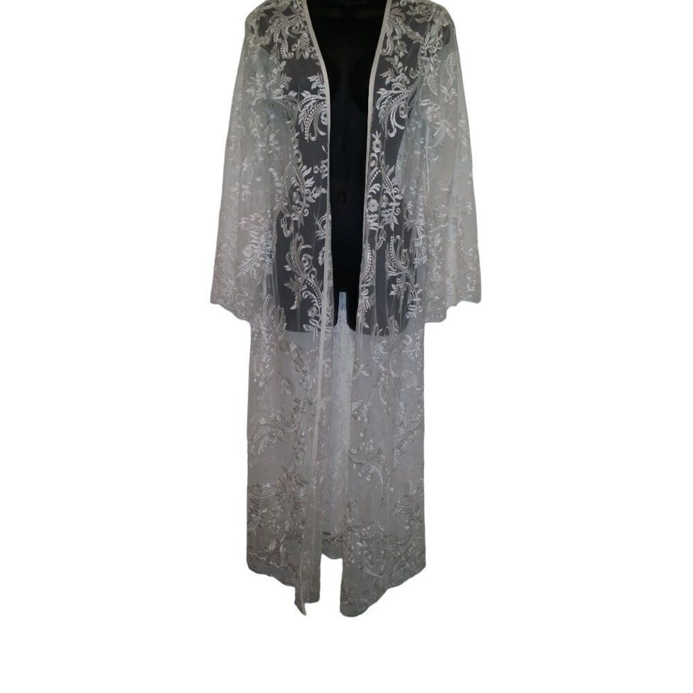 Homebodii Bridal Robe Women‎ Sz XS Lace White Maxi Sexy Intimates